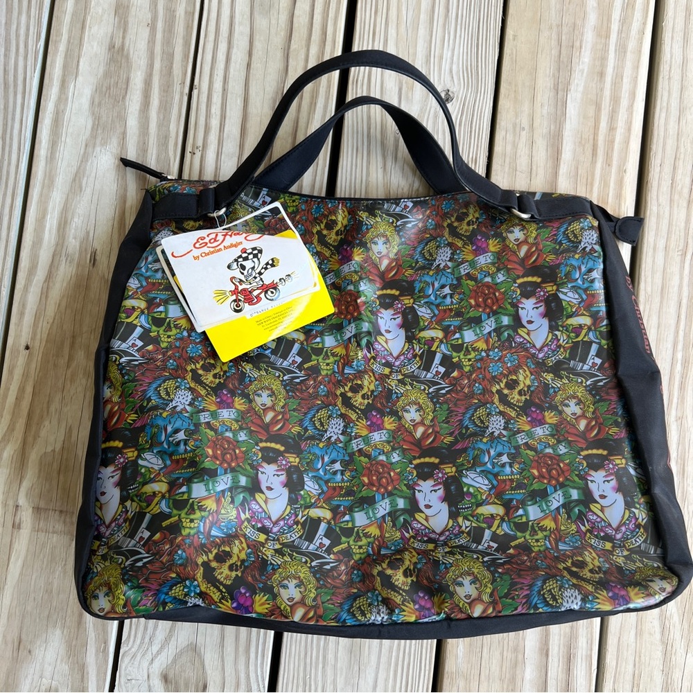 Ed Hardy Christian Audigier Large Tote Geisha NWT tattoo print